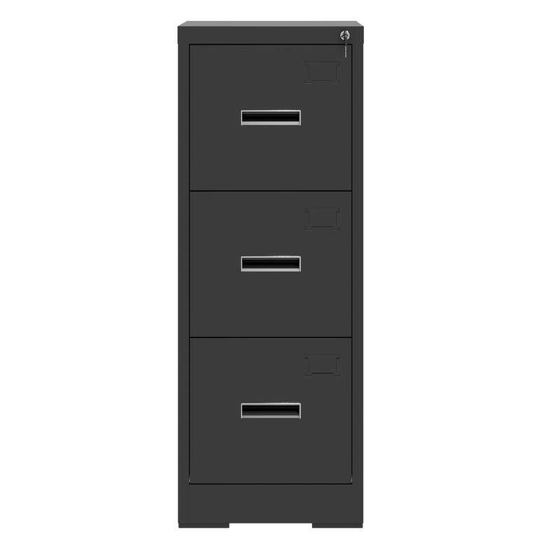3 Drawer Metal Vertical File Cabinet with Lock and Card Slot File Cabinet for A4 Legal/Letter Size Narrow File Cabinet Locked