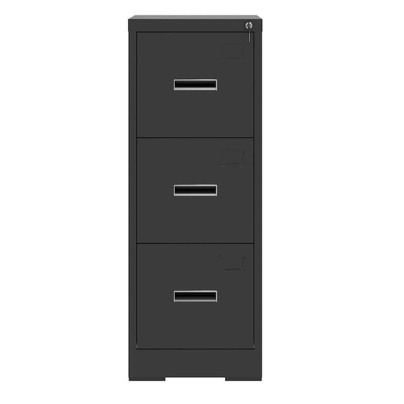 Modern Filing Cabinet, Vertical Filing Cabinet with 3 Drawers, Adjustable Hanging Rails, Locks and Card Slots, for Home Office