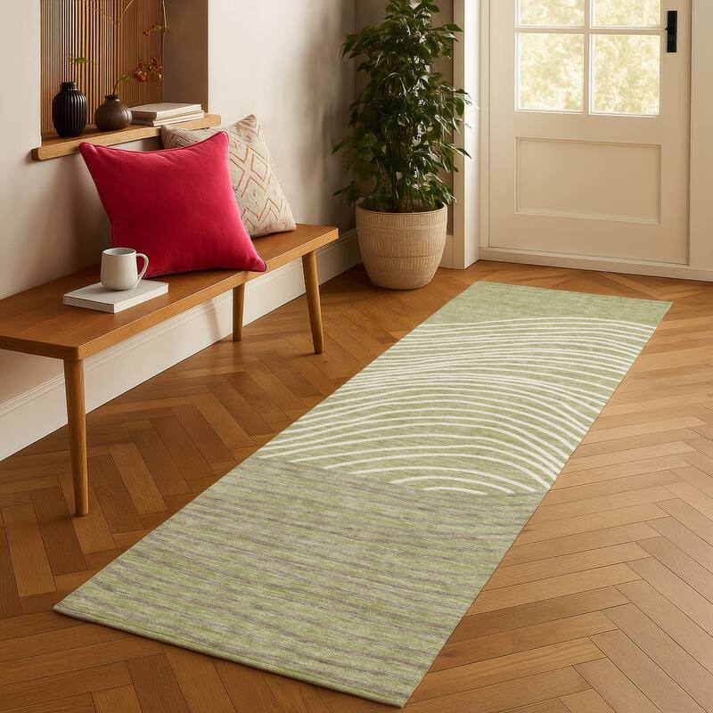 Machine Washable Indoor/ Outdoor Modern Arches Chantille Rug