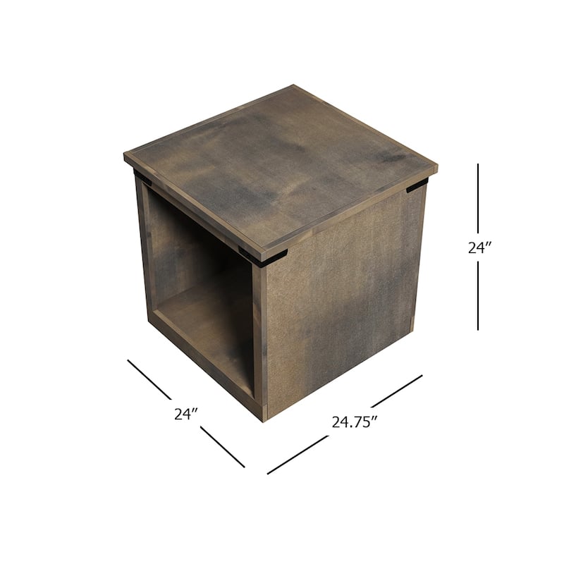 Bridgevine Home Farmhouse 24 inch Side Table, No Assembly Required, Barnwood Finish