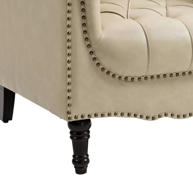 Modern Faux Leather Accent Chairs Set Of 2, Upholstered Armchair For Living Room