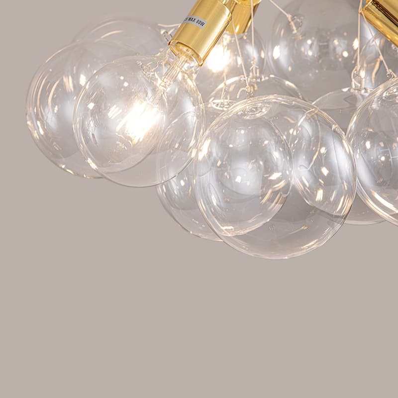 3-Light Modern Glam Cluster Clear Glass Globe Bubble Chandelier with Bulbs Included - 19.7 in. W x 22 in. H