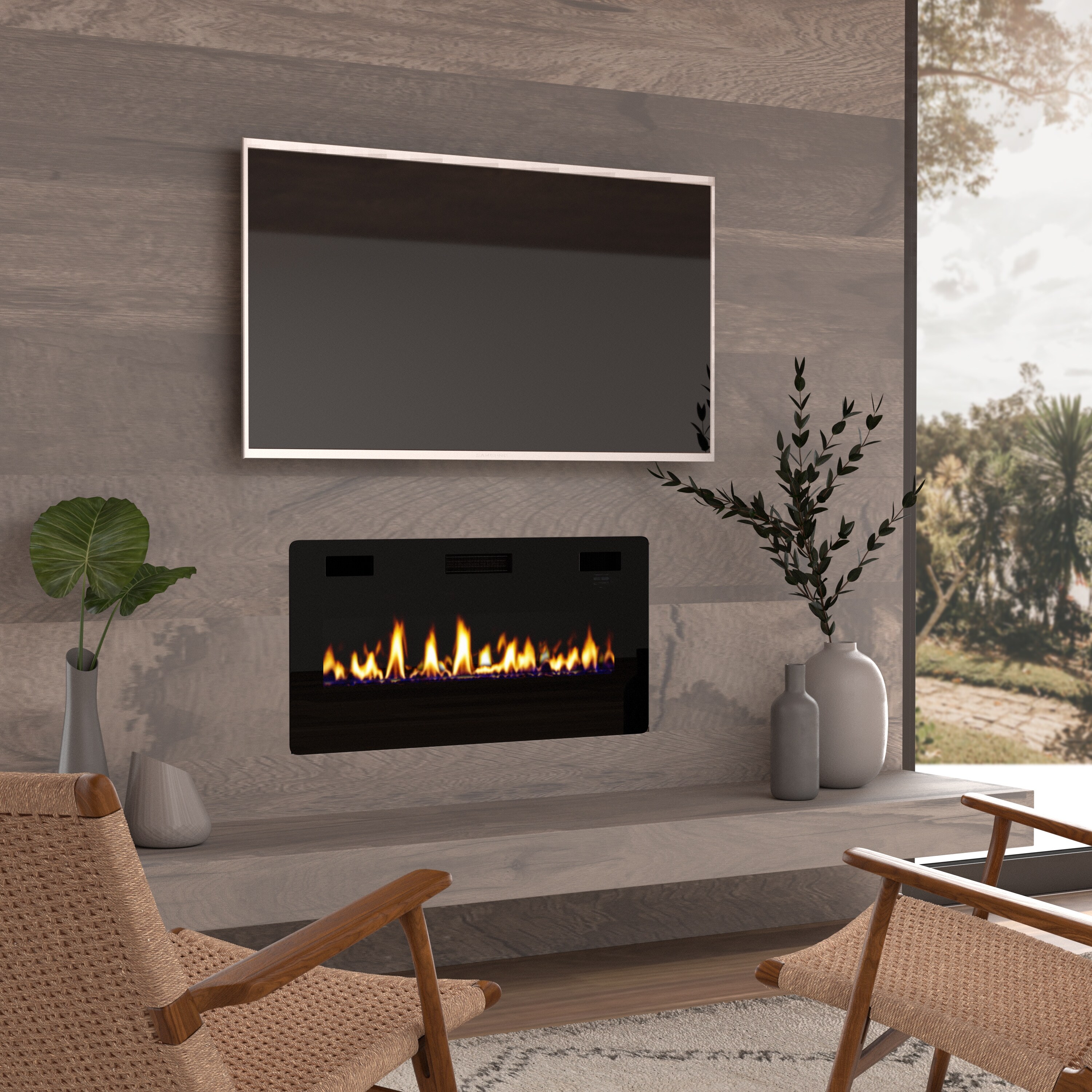 Shop 36 Ultra Thin Electric Fireplace Insert Wall Mounted In