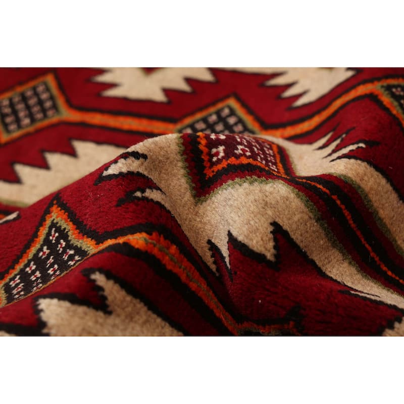 ECARPETGALLERY Hand-knotted Teimani Beige, Red Wool Rug - 3'3 x 6'2