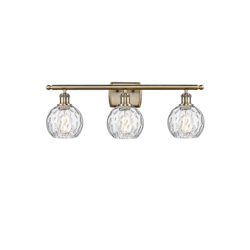 Innovations Lighting Athens Water Glass 3 Light 26" Bath Vanity Light - 6" Shade - Antique Brass