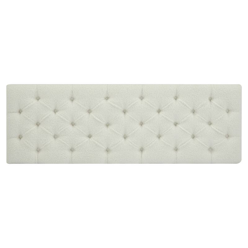 Ottoman Bench with Storage, Beige Boucle Surface, Rubber Wood Legs, 300 lbs Capacity