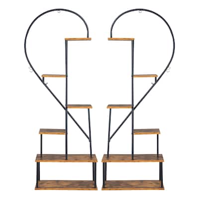 2pcs 6 Layers Half Heart Plant Stand, Flower Pot Stand