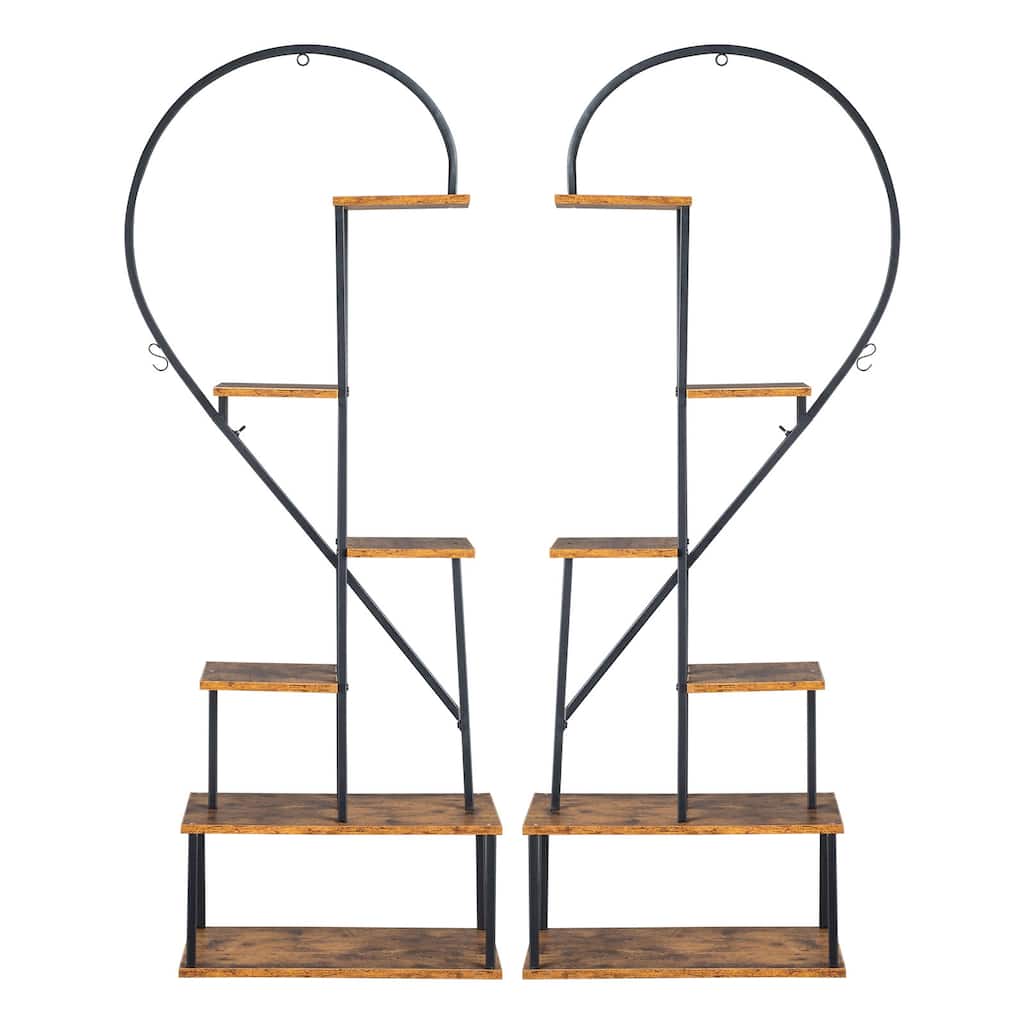 2pcs 6 Layers Half Heart Plant Stand, Flower Pot Stand