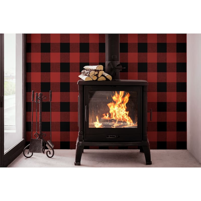 NextWall Buffalo Plaid Christmas Peel and Stick Wallpaper - 20.5 in. W x 18 ft. L