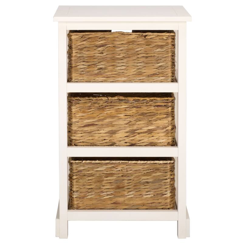 SAFAVIEH Evaline Distressed Black 3 Wicker Basket Storage Unit - 17.3" x 13.4" x 29.5" - 17"W x 13"D x 30"H