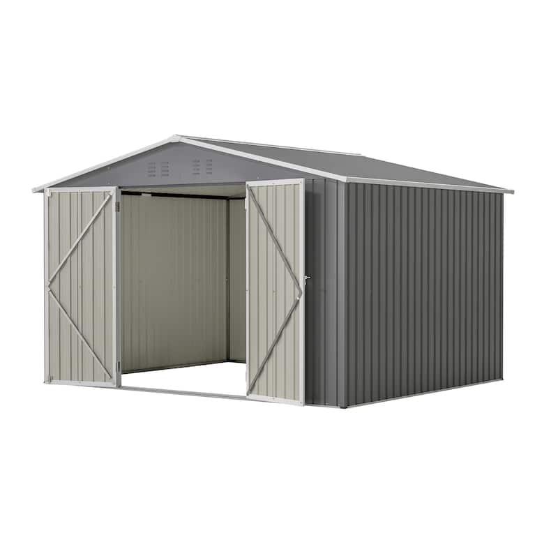 GDFStudio - Evelyn Spacious Outdoor Waterproof Tool Storage Shed with Durable Metal Frame