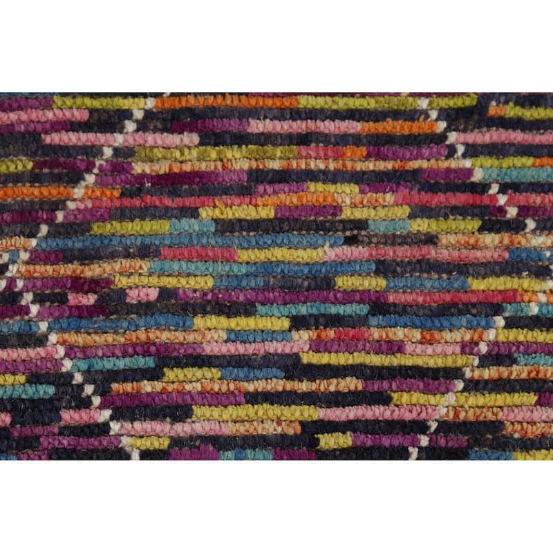 Colorful Trellis Moroccan Area Rug Hand-Knotted Wool Carpet - 6'1"x 9'3"