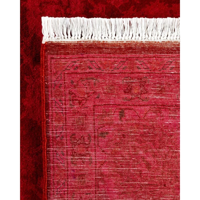 Overton Hand Knotted Wool Vintage Inspired Modern Contemporary Overdyed Red Area Rug - 6' 0" x 8' 10"