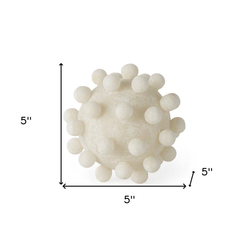HomeRoots 6" Ivory Resin Knobby Nubs Orb Tabletop Sculpture