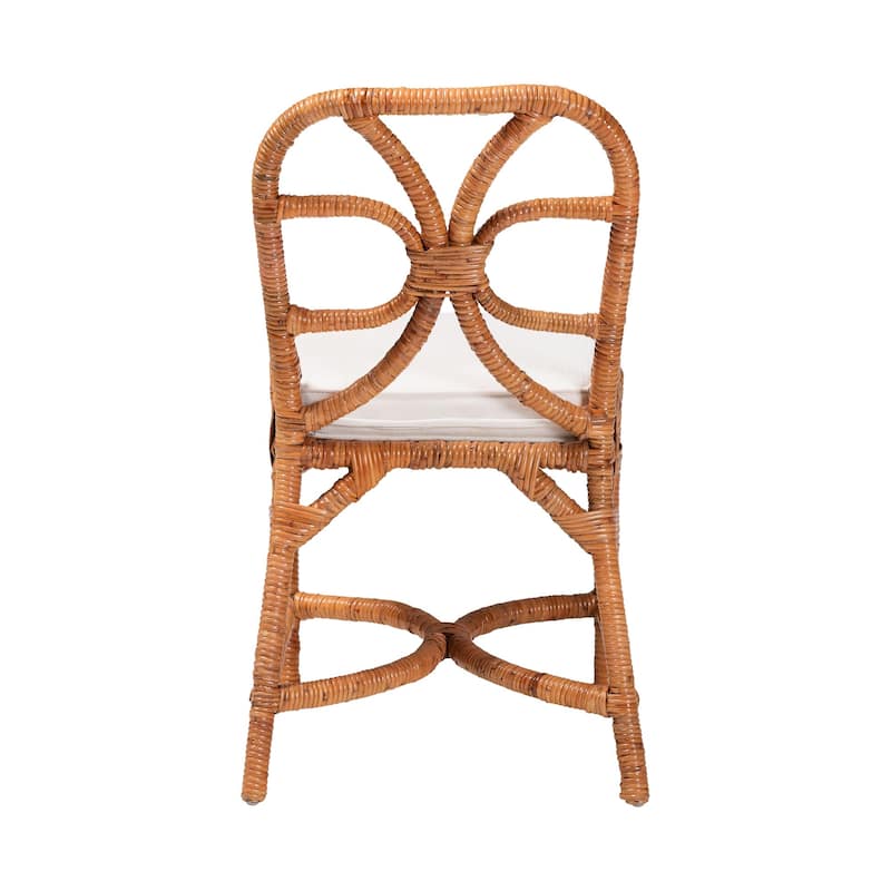 Alondra Natural Rattan Dining Chair - Handwoven Wicker Accent Chair with Removable Cushion, Coastal Boho Dining Room Seating