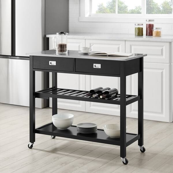 Chloe Stainless Steel Top Kitchen Island Cart 37 H X 42 W X 20 D On Sale Overstock 31104176