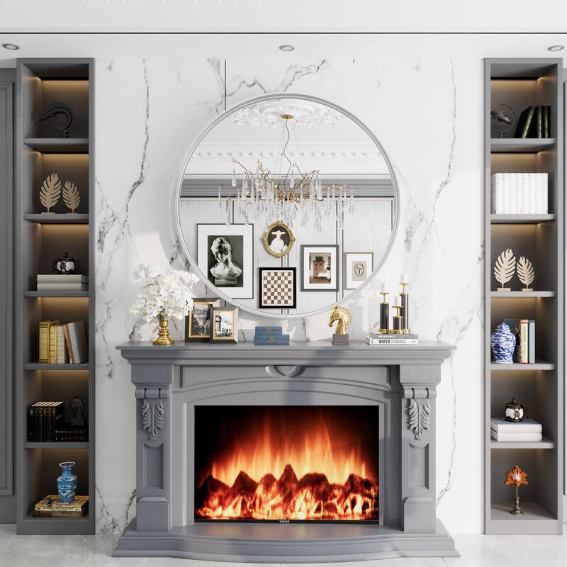 Round Tempered Glass and Metal Framed French Cleat Mounted Wall Bathroom / Vanity Mirror