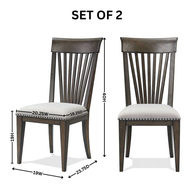 2 Piece Nailhead Upholstered Dining Chairs with Backrest, Upholstered, Tapered Legs for Dining Room Kitchen Bedroom Living Room