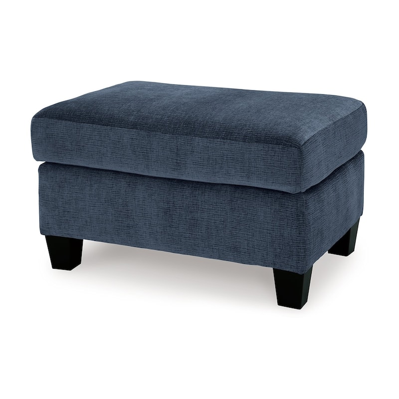 Emilia Rectangular Ottoman Bench, Modern Ink Blue Polyester 24x34 Inch