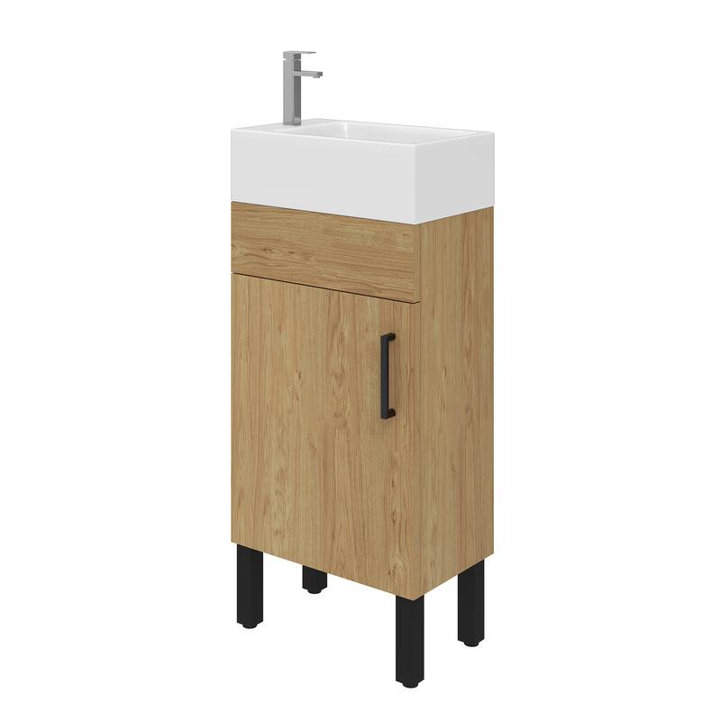 Moasis 15.7" Freestanding Single Bathroom Vanities Set with Cabinet Storage