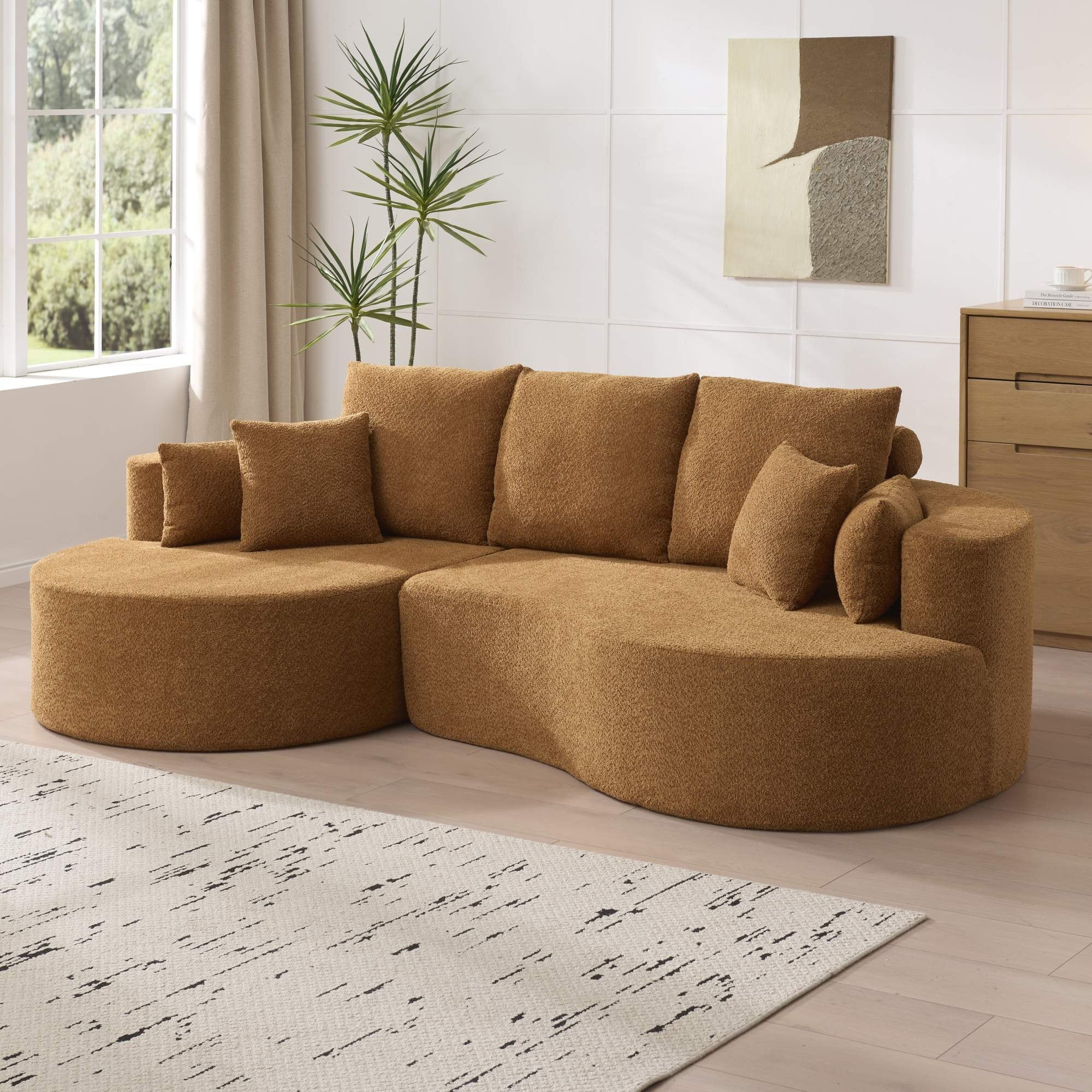 Christopher Knight Home 106 in. Cloud-Inspired Curved Sectional Chenille Sofa with Chaise