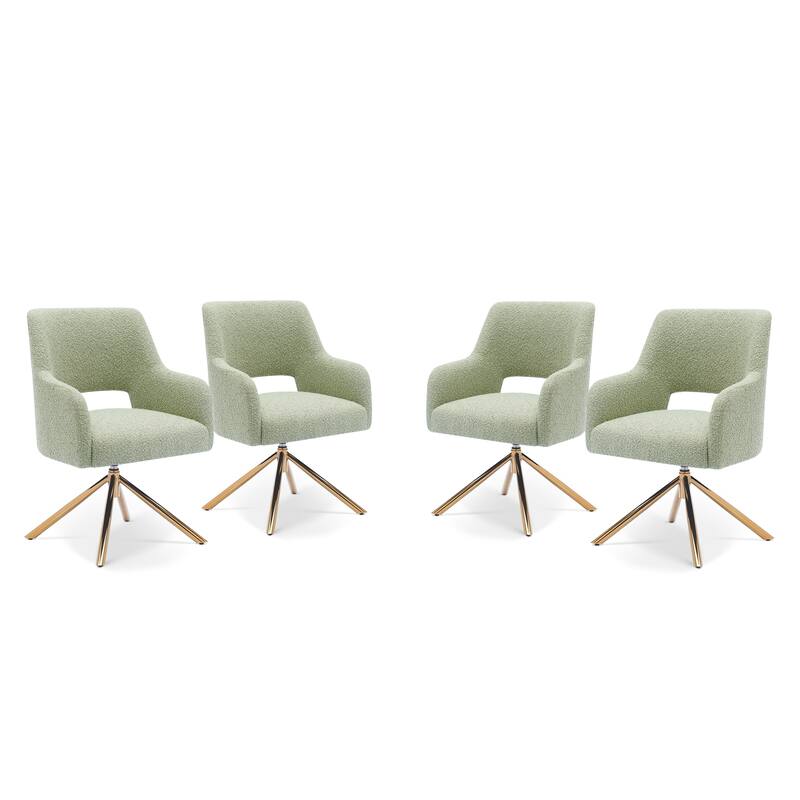 Boucle Polyester Upholstered Swivel Accent Chair - Stain Resistant (Set of 4) - Desert Sage