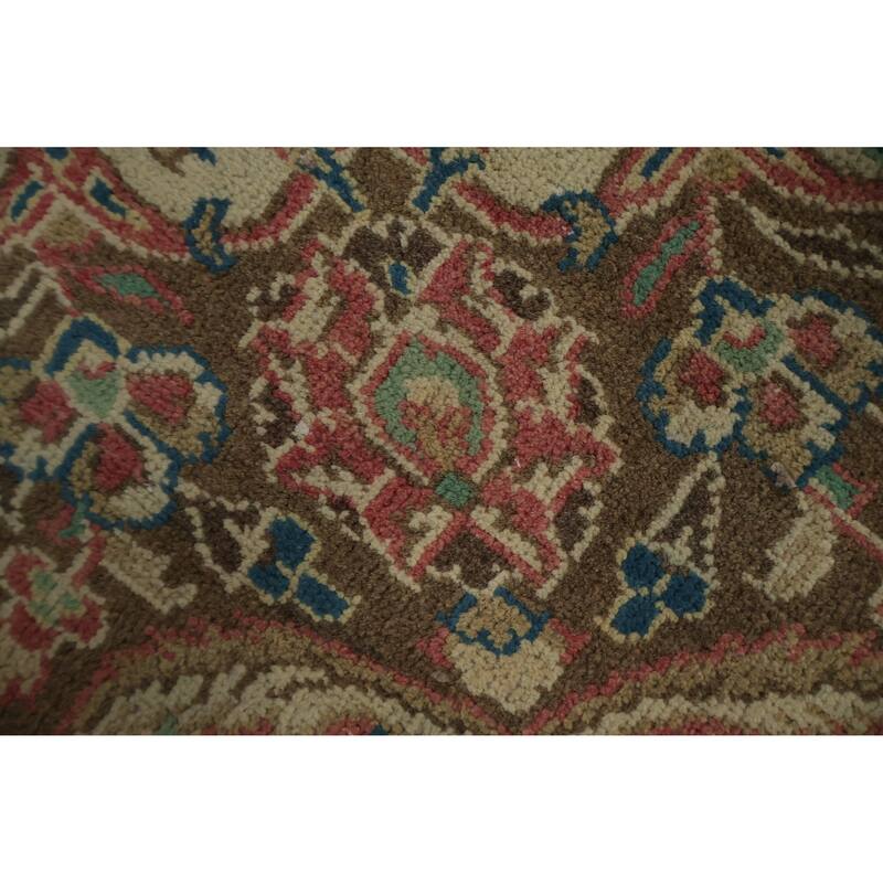 Hand Knotted Oriental 100% Wool Carpet Traditional Floral Pink Kashan Area Rug - 13' 1'' X 9' 9''