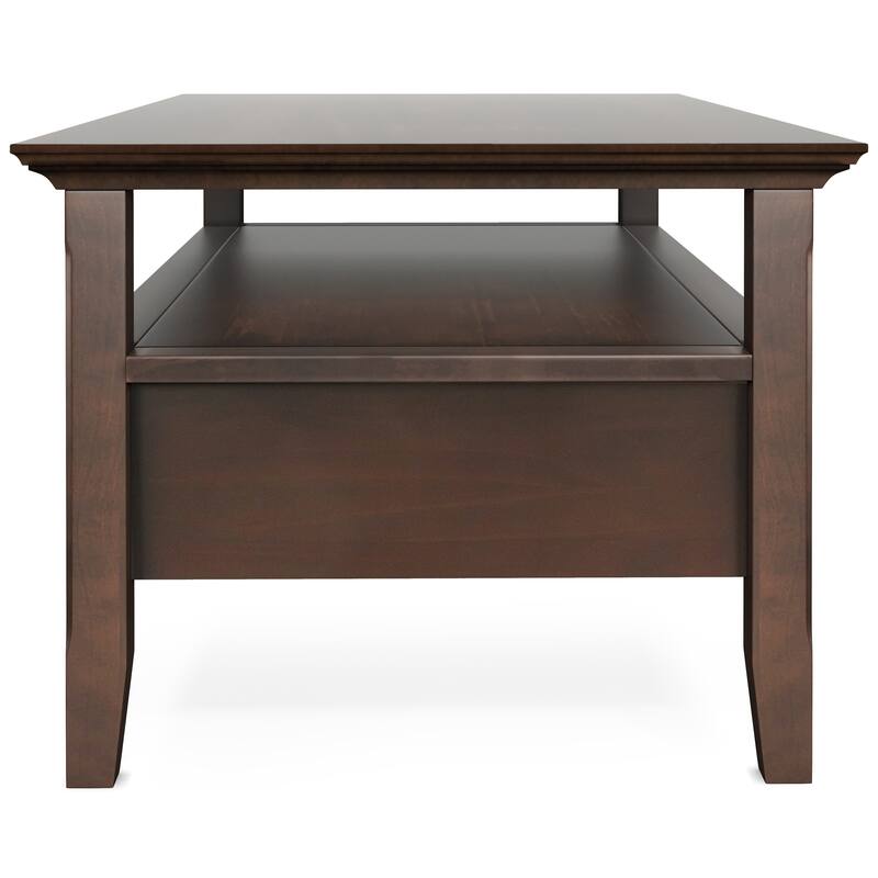 Wyndenhall Normandy SOLID WOOD 48 inch Wide Rectangle Transitional Coffee Table with Drawer in Brunette Brown