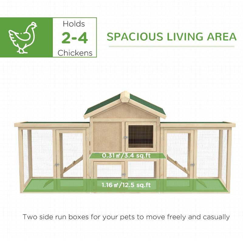 Large Wooden Chicken Coop with Nesting Box Run Ramp and Ventilated Wire Mesh for Poultry
