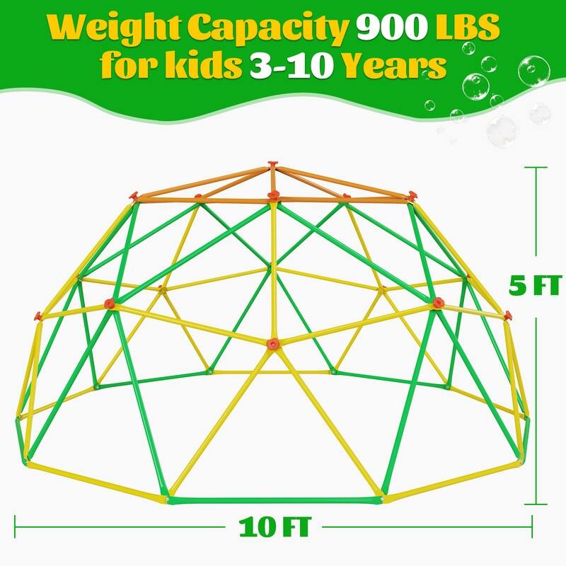 10FT Geometric Climbing Dome Climber Playground for Kids 3-10, Climbing Toys for Kids - N/A