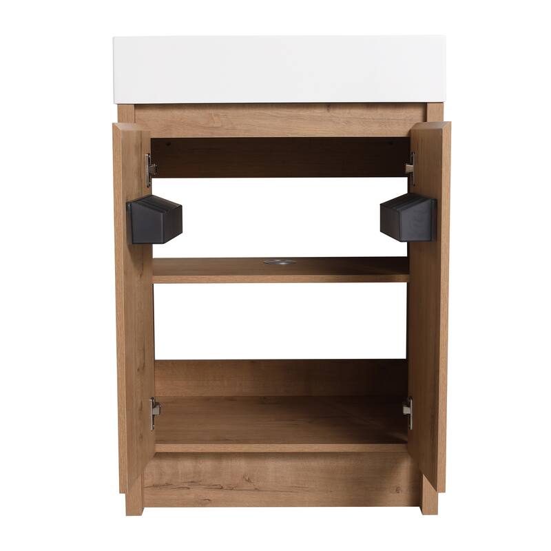 Bathroom Vanity With Sink In 24/30 Inch, Freestanding Bathroom Vanity With Soft Close Door And Adjustable Shelves