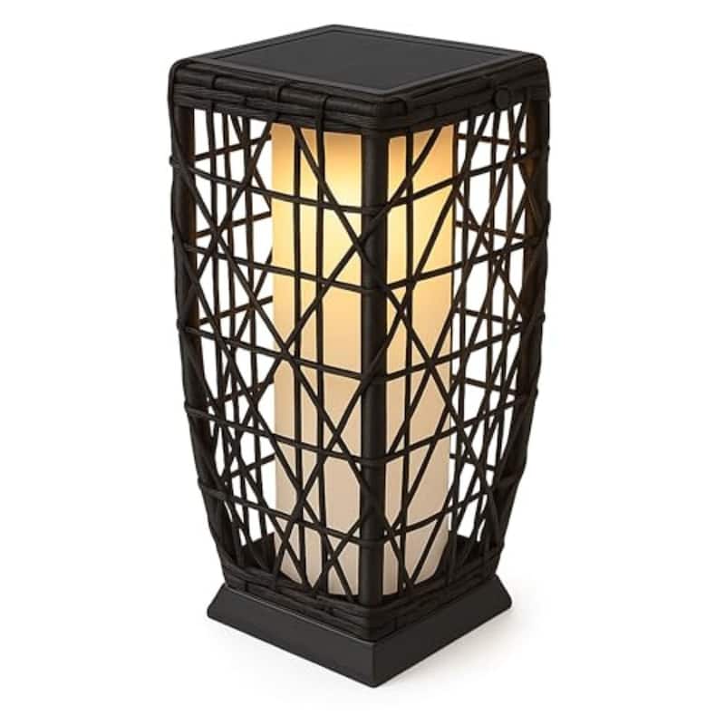 Aria Home 19" Solar Floor Lantern Outdoor Wicker Light for Patio Decor - Brown