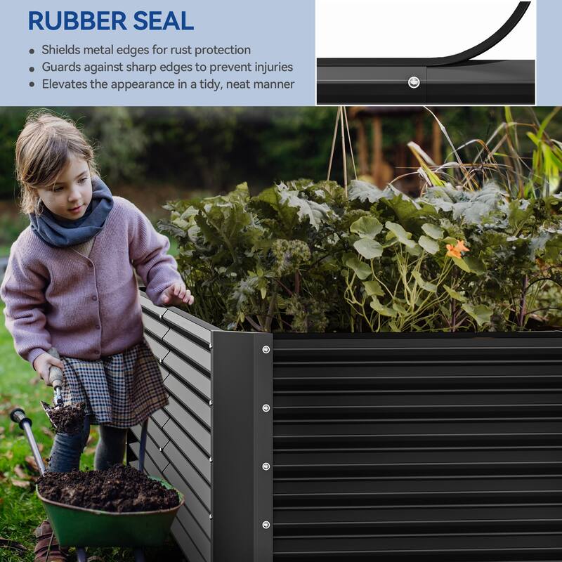 Moasis Outdoor Metal Raised Garden Bed with Gloves