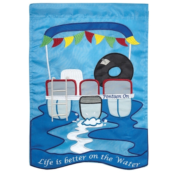 18" White and Blue "Life is better on the Water" Rectangular Garden Flag - N/A