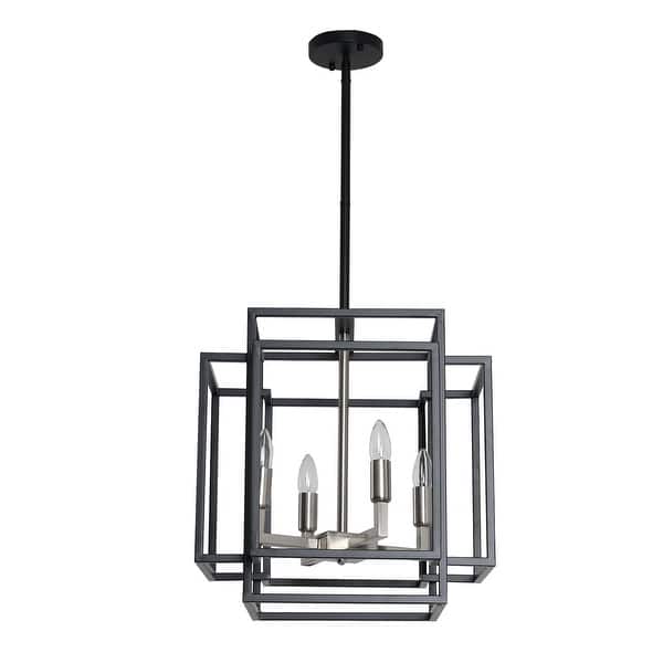 Wellmet 1-Light Pendant Light – 14.5-Inch Black Cage Chandelier With Glass Shade, Adjustable Chain For Dining Room, Porch, Hallway & Garage