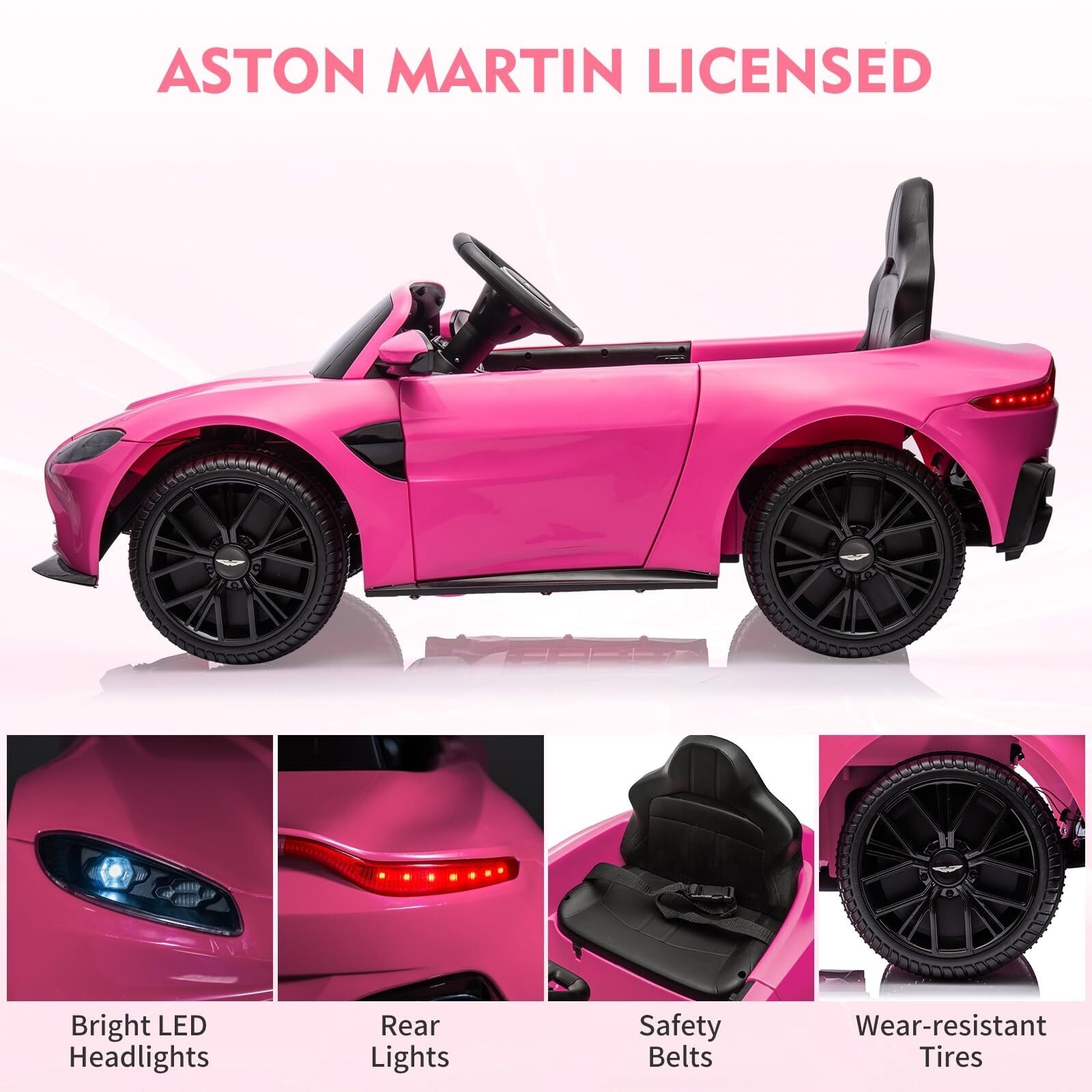 12V Ride on Sports Car for Kids Licensed Aston Martin - N/A