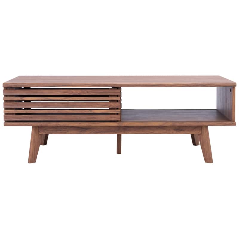SAFAVIEH Rori Mid-Century 1-Shelf Walnut Coffee Table - 46" W x 23" D x 16" H