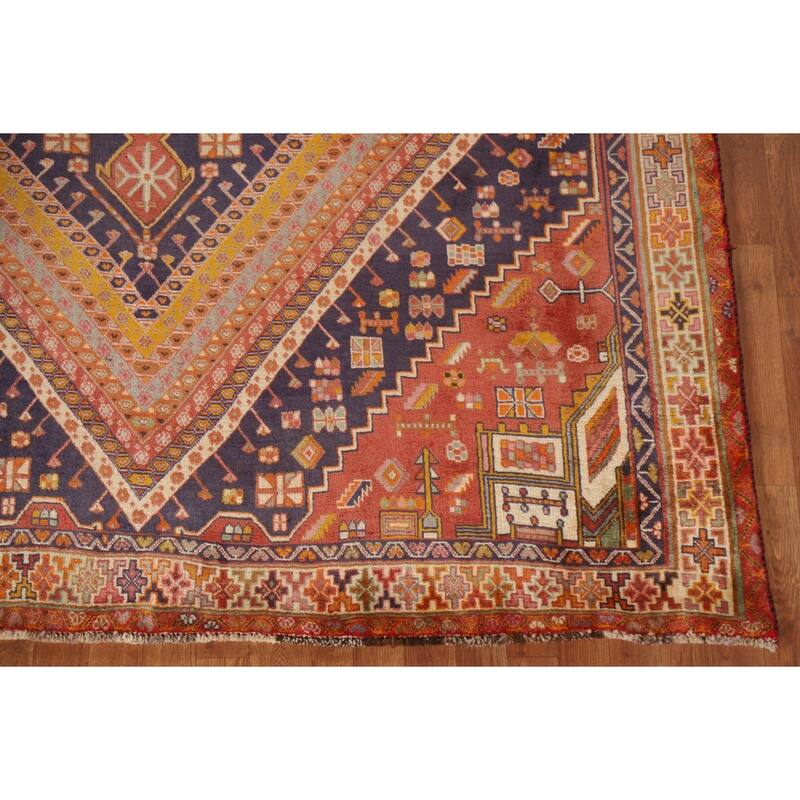 Vegetable Dye Abadeh Persian Vintage Area Rug Hand-Knotted Wool Carpet - 6'7"x 10'1"