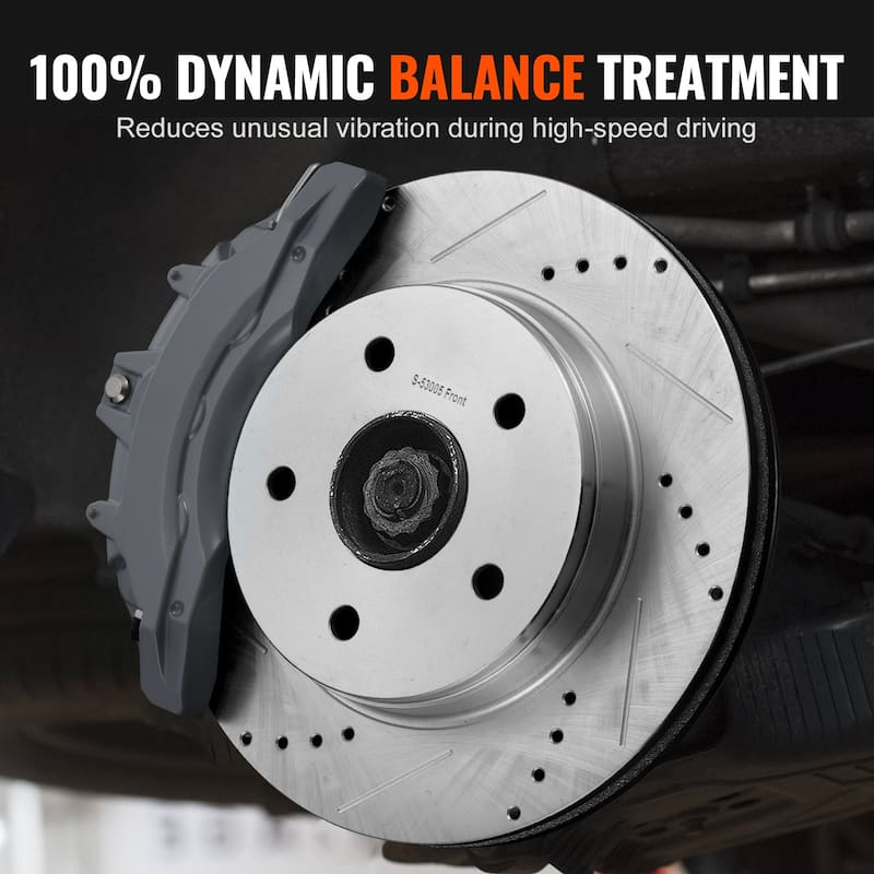 Front and Rear Brake Kit Drilled and Slotted Brake Rotors Ceramic Brake Pads Replacement