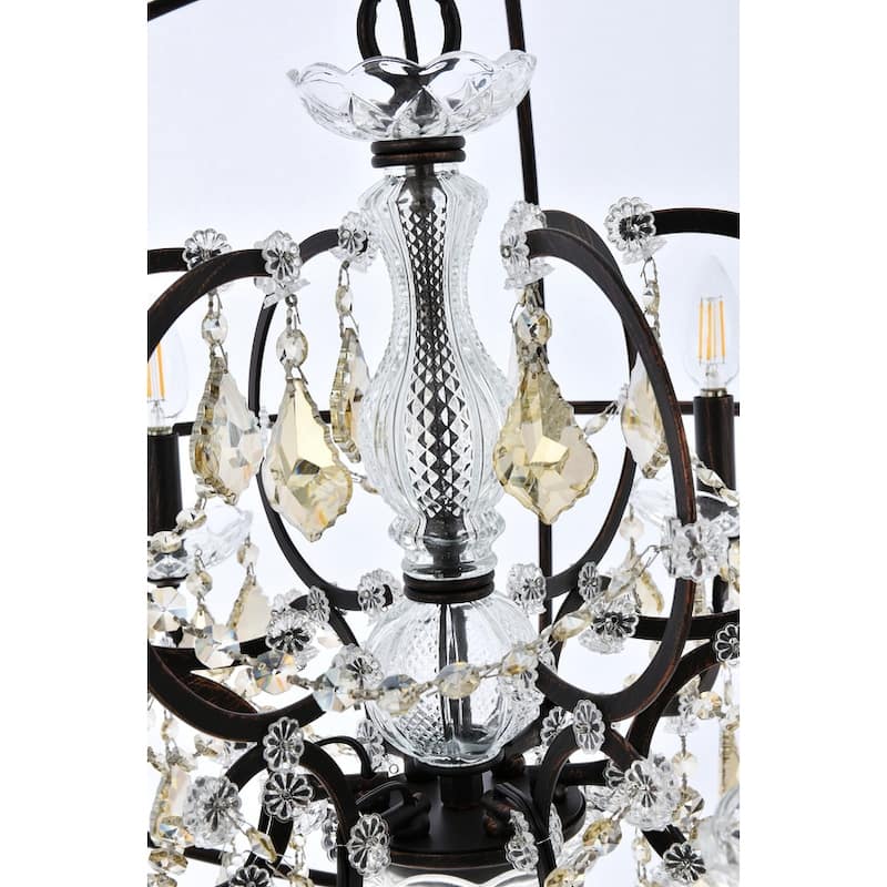 Royce Edge 6 light Dark Bronze Chandelier - dark bronze royal cut golden teak (smoky) crystals