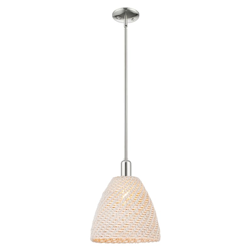 Innovations Lighting Downtown Urban - Natural Ballston Dome - 1 Light 12" Stem Hung Mini Pendant - Natural Shade/Polished Nickel