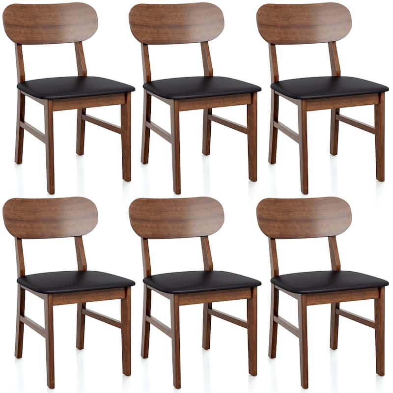 Rubber Wood Dining Chairs Set of 6 - Brown