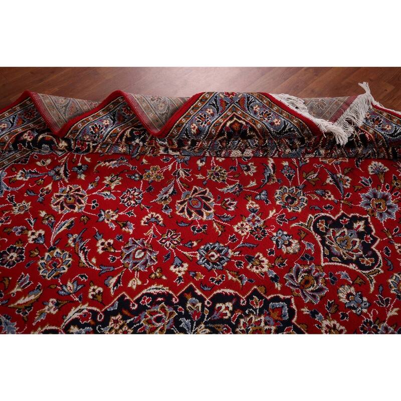 Floral Red Kashan Turkish Rug Machine Made Living Room Carpet - 9'7" x 12'5"