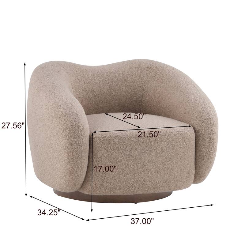 Christopher Knight Home - Aradia Contemporary Boucle Upholstered 360° Swivel Club Chair with Curved Backrest & Wooden Base