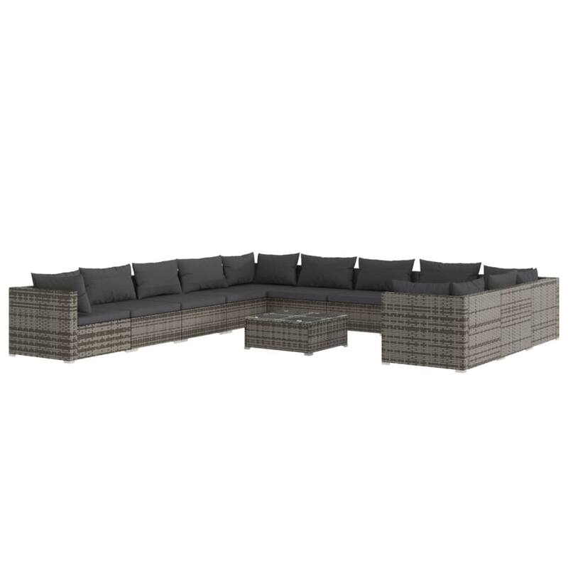vidaXL Patio Lounge Set Outdoor Sectional Sofa Set Table Garden Poly Rattan - 27.6" x 27.6" x 23.8"