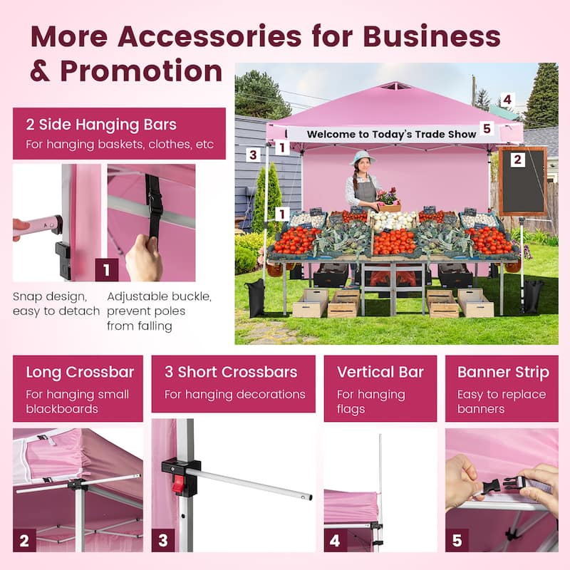 Costway 10'x10'Commercial Pop-up Canopy Tent Sidewall Folding Market