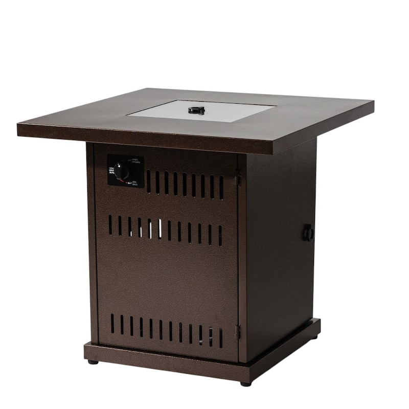 50000 BTU 27" Brown Steel Propane Square Fire Pit Table With Cover