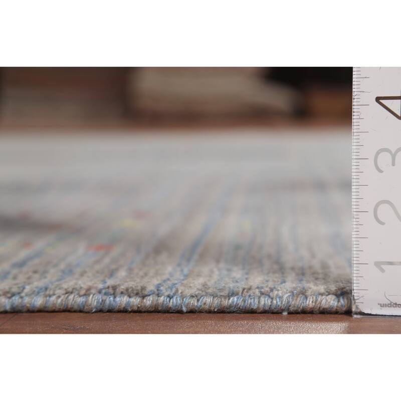 All-Over Striped Gabbeh Oriental Area Rug Hand-Knotted Wool Carpet - 8'2"x 9'9"