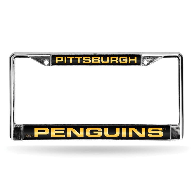 NHL Pittsburgh Penguins Black/Gold Laser Chrome Acrylic License Plate Wall Frame