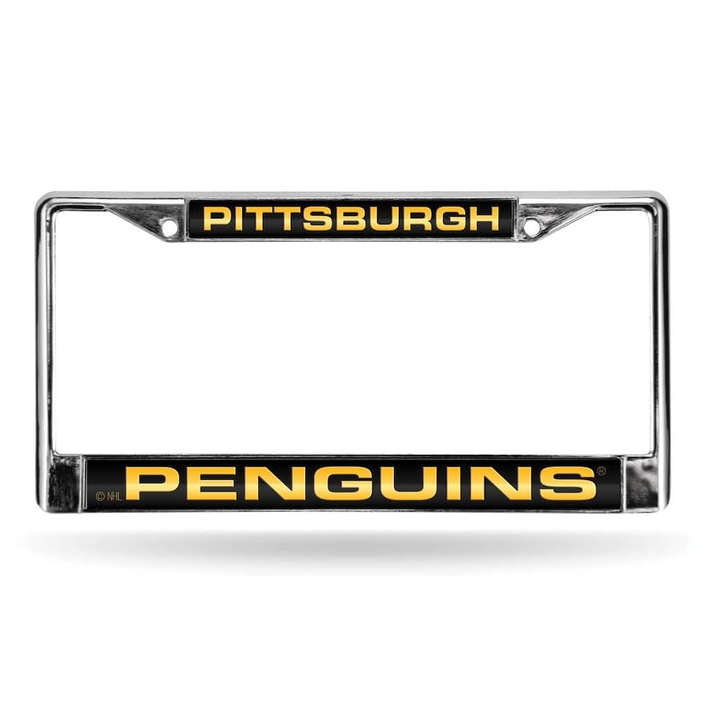 NHL Pittsburgh Penguins Black/Gold Laser Chrome Acrylic License Plate Wall Frame